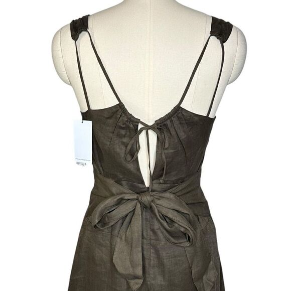 Equipment Ginette Brown Linen Sleeveless Midi Dress | 2 - Picture 7 of 11